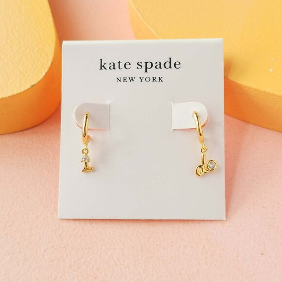 Kate Spade - Say Yes I Do Clear Gold Earrings - NEW - Picture 1 of 3